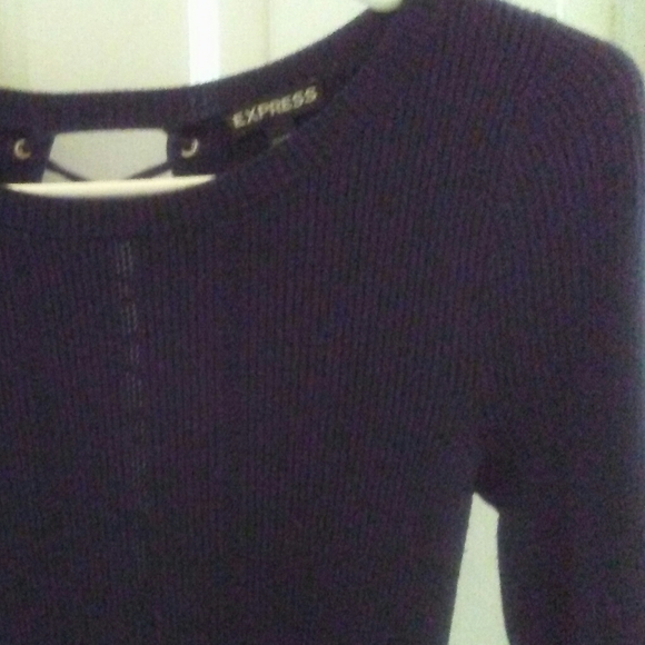 Ladies Navy Long Sleeve Sweater - Picture 2 of 3